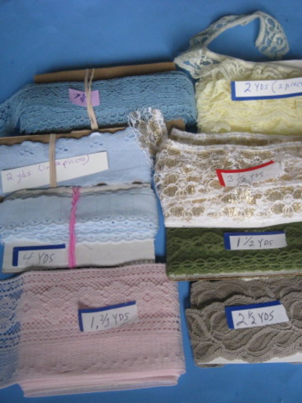 24 Yds in Bundle of 8 Vintage Sewing Eyelet Lace Border Trim